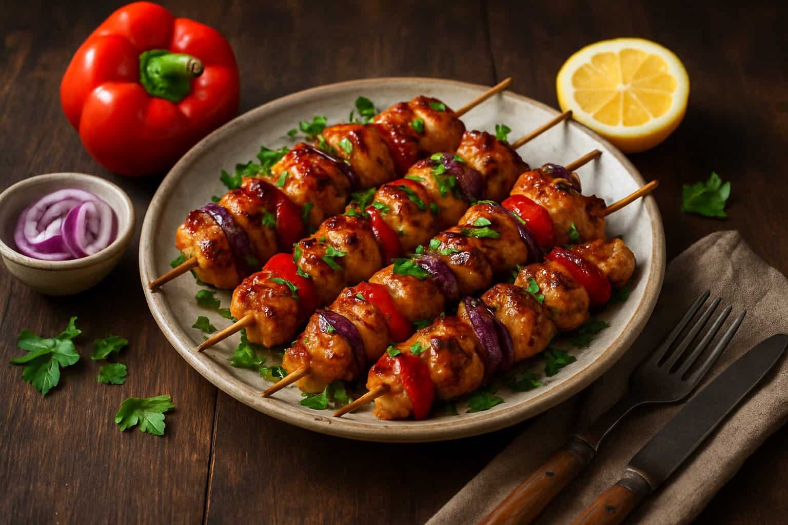 Kipspiesjes uit de oven met paprika en komijn