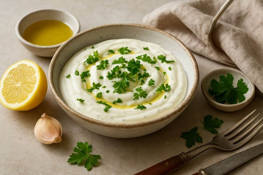 Lichte caesardressing met magere yoghurt