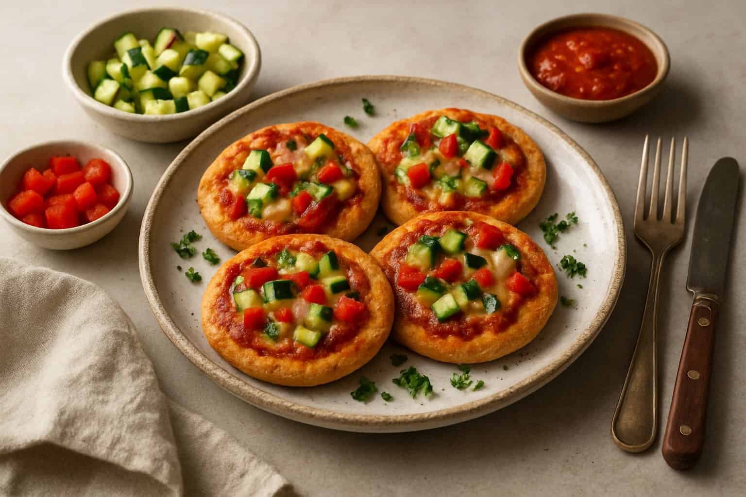 Mini pizza’s met volkorenbodem en groenten