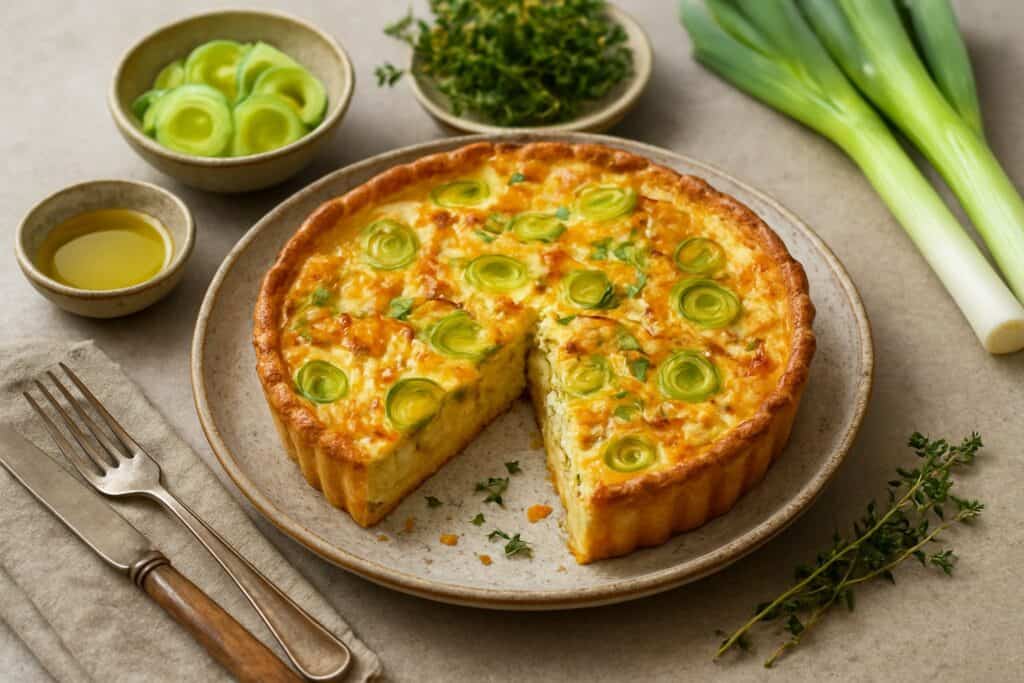 Preiquiche met kalkoenreepjes en tijm