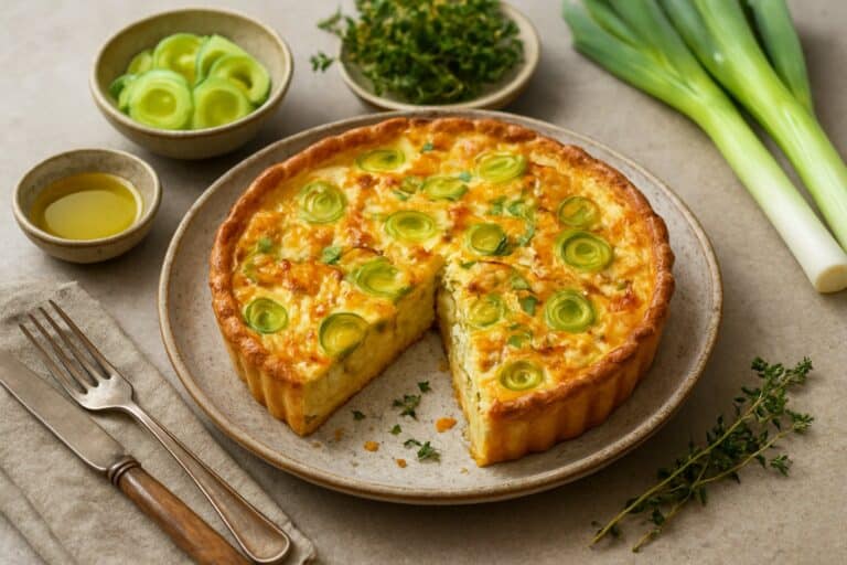 Preiquiche met kalkoenreepjes en tijm