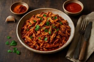 Pulled chicken uit de slowcooker met paprika