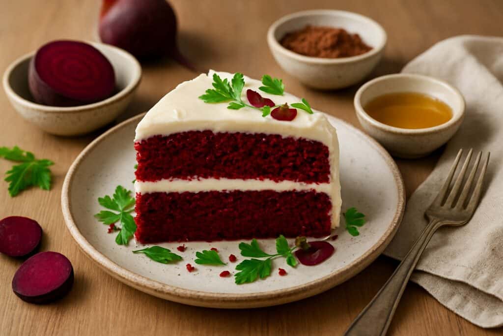 Red velvet cake met biet en kwarkglazuur