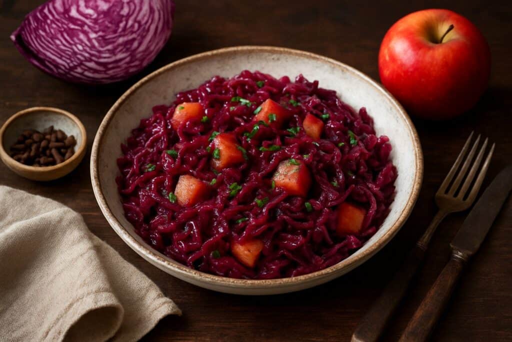 Rodekool met appel en kruidnagel