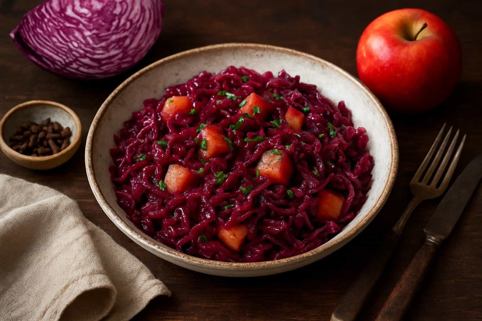 Rodekool met appel en kruidnagel