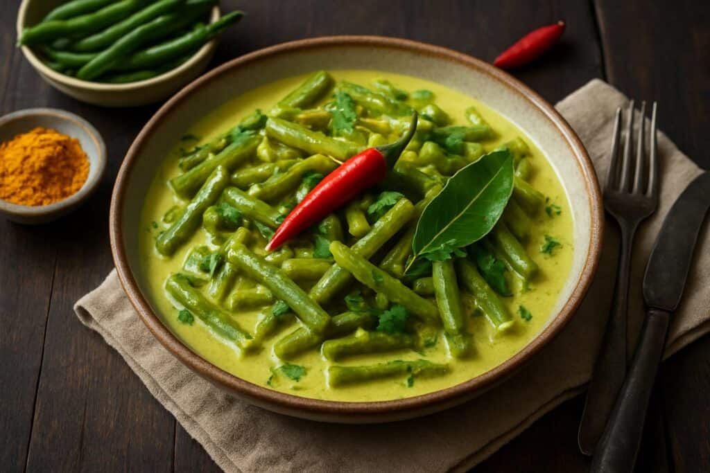 Sajoer boontjes met kousenband en kokosmelk