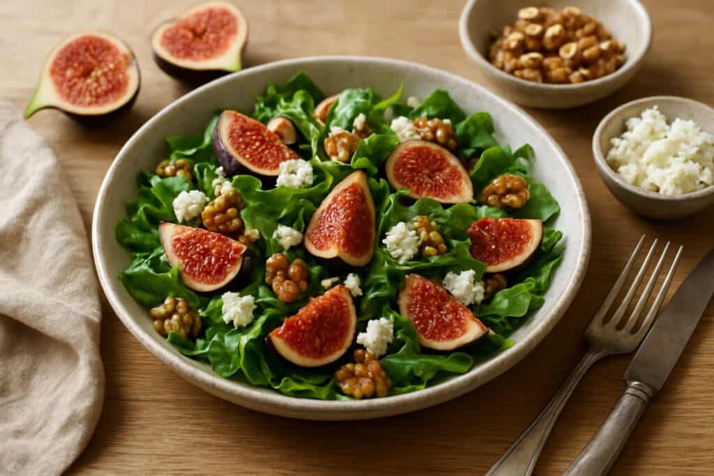 Salade met geitenkaas en vijgen