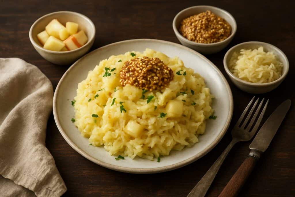 Zuurkoolstamppot met appel en mosterd