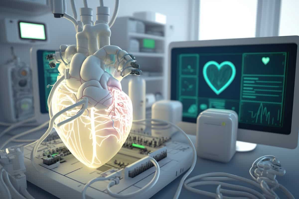 Creating artificial heart , medical 3D printing of heart model transplantation organ biological engineering, engineering bioprinting.