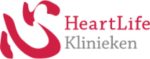 Logo voor HeartLife Klinieken, met een rood abstract hartontwerp links van de naam van de kliniek, die in rode en grijze tekst is geschreven.